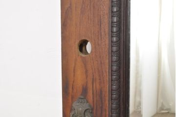 アンティーク建具　イギリス　オーク材製　ミラーと彫刻入りの上品なドア1枚(扉、木製ドア、建具)(R-056192)