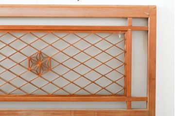 アンティーク建具　麻の葉　組子入り和の趣漂うガラス窓2枚セット(ガラス戸、組子建具、引き戸)(R-056196)