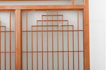 アンティーク建具　麻の葉　組子入り和の趣漂うガラス窓2枚セット(ガラス戸、組子建具、引き戸)(R-056196)