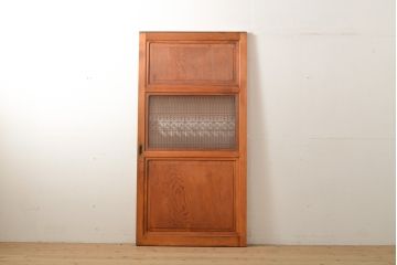 アンティーク建具　繊細で美しい桐文様入り　組子帯戸1枚(引き戸、板戸)(R-056199)