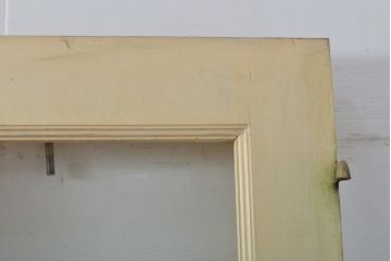 アンティーク建具　シンプルなデザインに古いドアハンドルが映える両開きドア1対(扉、玄関扉、ドア2枚セット)(R-056200)
