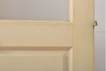 アンティーク建具　シンプルなデザインに古いドアハンドルが映える両開きドア1対(扉、玄関扉、ドア2枚セット)(R-056200)