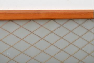 アンティーク建具　桜・麻の葉文様　組子入りガラス欄間1枚(明り取り、窓)(R-056201)