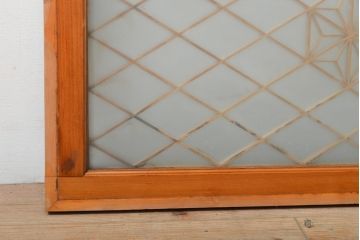 アンティーク建具　桜・麻の葉文様　組子入りガラス欄間1枚(明り取り、窓)(R-056201)