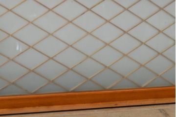 アンティーク建具　桜・麻の葉文様　組子入りガラス欄間1枚(明り取り、窓)(R-056201)