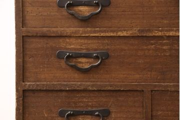 和製アンティーク　使い込まれた風合いが趣溢れる総桐小箪笥(小引き出し、桐たんす、収納箪笥、和タンス、引き出し)(R-056235)