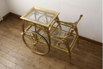 中古　美品　メデア(Medea)　大塚家具取り扱い「Liberty Italiano」アール・ヌーボー様式の煌びやかなトロリー(ワゴン)(定価約150万円)(R-056240)