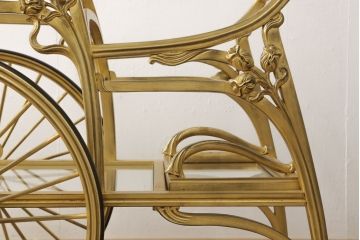 中古　美品　メデア(Medea)　大塚家具取り扱い「Liberty Italiano」アール・ヌーボー様式の煌びやかなトロリー(ワゴン)(定価約150万円)(R-056240)