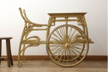 中古　美品　メデア(Medea)　大塚家具取り扱い「Liberty Italiano」アール・ヌーボー様式の煌びやかなトロリー(ワゴン)(定価約150万円)(R-056240)