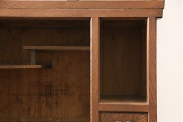 和製アンティーク　上手物!　前面ケヤキ材(欅)　玉杢　独特な杢目が印象的な関東水屋箪笥サイドボード(食器棚、キャビネット、収納棚、戸棚)(R-056297)