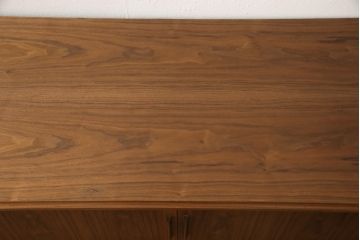 和製ビンテージ　ウォールナット　希少なデザインとサイズ感が魅力的なシャッターローボード(テレビ台、レコードラック、オーディオラック、収納棚、ヴィンテージ)(R-056298)
