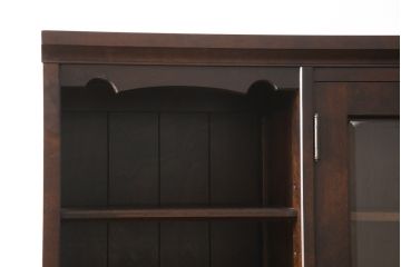 中古　美品　希少な絶版品!　北海道民芸家具　たっぷり収納で使い勝手の良いビューロー食器棚(キャビネット、戸棚、収納棚)(R-056303)