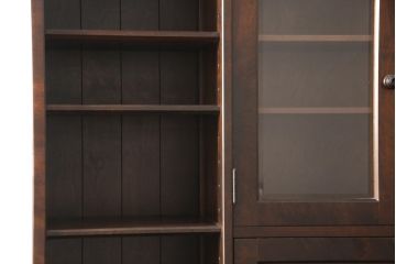 中古　美品　希少な絶版品!　北海道民芸家具　たっぷり収納で使い勝手の良いビューロー食器棚(キャビネット、戸棚、収納棚)(R-056303)