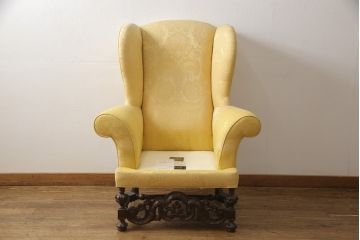 中古　美品　DREXEL HERITAGE(ドレクセルヘリテイジ)　希少モデル!彫刻入り1人掛けソファ(一人掛けソファ、アームソファ)(R-056331)