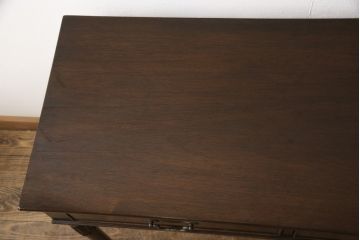 イギリスアンティーク　ウォールナット材　クラシカルなデザインが美しいコンソールテーブル(作業デスク、机、在宅用、在宅ワーク用デスク)(R-056333)
