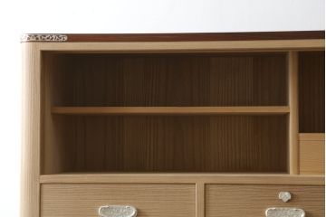 中古　美品　伝統工芸品　大阪泉州　桑材のアクセントがモダンな雰囲気を醸し出す総桐箪笥(胴丸)(総桐たんす、引き出し、チェスト、衣装箪笥、和タンス)(定価約250万円)(R-056341)