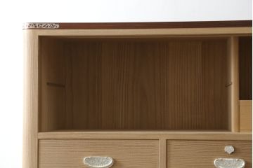 中古　美品　伝統工芸品　大阪泉州　桑材のアクセントがモダンな雰囲気を醸し出す総桐箪笥(胴丸)(総桐たんす、引き出し、チェスト、衣装箪笥、和タンス)(定価約250万円)(R-056341)