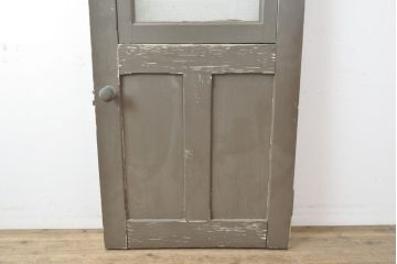 希少!総欅材　レトロなダイヤガラス入りの窓付きアンティークドア1枚(扉、建具)(R-056343)