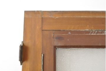 希少!総欅材　レトロなダイヤガラス入りの窓付きアンティークドア1枚(扉、建具)(R-056343)