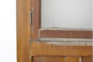 希少!総欅材　レトロなダイヤガラス入りの窓付きアンティークドア1枚(扉、建具)(R-056343)