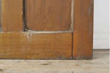 希少!総欅材　レトロなダイヤガラス入りの窓付きアンティークドア1枚(扉、建具)(R-056343)
