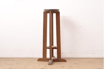 和製アンティーク　回転式　ユニークなデザインが個性的な縦型飾り台(展示台、サイドテーブル、店舗什器)(R-056347)