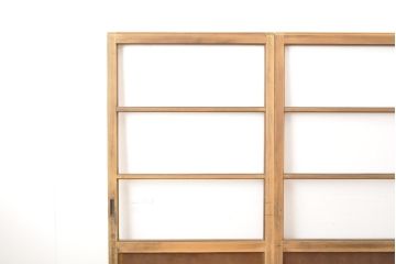 アンティーク建具　昭和中期　レトロな木製フレームのガラス戸2枚セット(引き戸)(R-056354)