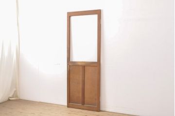 アンティーク建具　昭和中期　ガラス窓入りのシンプル・レトロなドア1枚(扉)(R-056355)