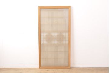 アンティーク建具　縦横どちらでも使える!組子入りガラス欄間1枚(引き戸、明り取り、窓)(R-056357)