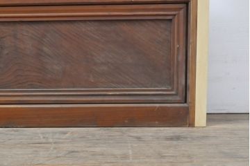 アンティーク建具　レトロな格子模様がおしゃれなガラス戸2枚セット(引き戸)(R-056359)