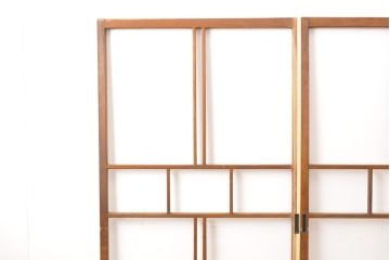 アンティーク建具　レトロな格子模様がおしゃれなガラス戸2枚セット(引き戸)(R-056360)