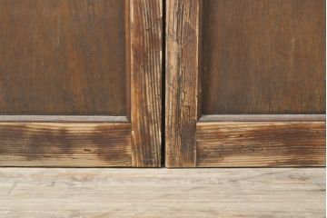 アンティーク建具　レトロな部屋づくりにぴったり!古い木製のガラス戸2枚セット(引き戸)(R-056362)