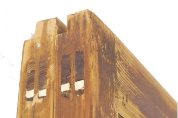 アンティーク建具　レトロな部屋づくりにぴったり!古い木製のガラス戸2枚セット(引き戸)(R-056362)