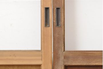 アンティーク建具　レトロな部屋づくりにぴったり!古い木製のガラス戸2枚セット(引き戸)(R-056363)