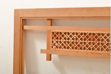 アンティーク建具　凛とした組子細工が印象的!組子入り欄間1枚(明り取り、明かり取り)(R-056378)