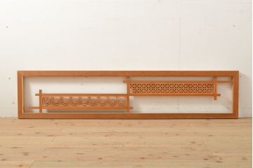 アンティーク建具　凛とした組子細工が印象的!組子入り欄間1枚(明り取り、明かり取り)(R-056378)