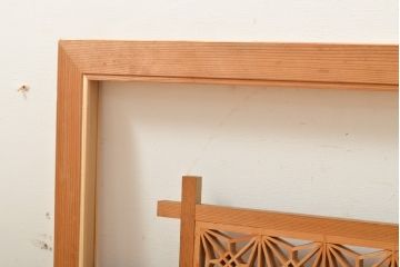 アンティーク建具　凛とした組子細工が印象的!組子入り欄間1枚(明り取り、明かり取り)(R-056378)