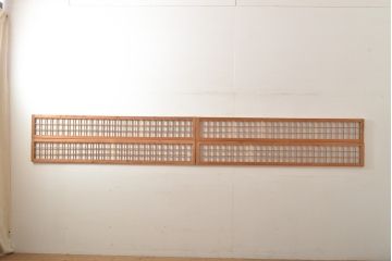 アンティーク建具　細身サイズ　シンプルな格子模様の欄間4枚セット(明り取り、明かり取り)(R-056380)