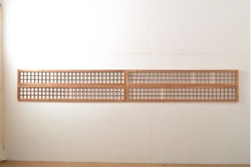 アンティーク建具　細身サイズ　シンプルな格子模様の欄間4枚セット(明り取り、明かり取り)(R-056380)
