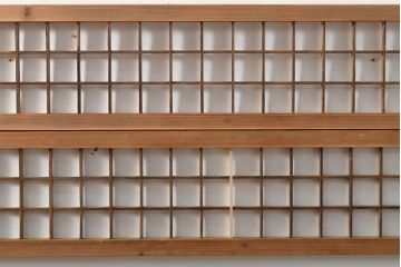 アンティーク建具　細身サイズ　シンプルな格子模様の欄間4枚セット(明り取り、明かり取り)(R-056380)