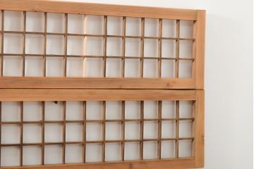 アンティーク建具　細身サイズ　シンプルな格子模様の欄間4枚セット(明り取り、明かり取り)(R-056380)