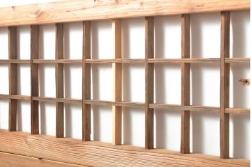 アンティーク建具　細身サイズ　シンプルな格子模様の欄間4枚セット(明り取り、明かり取り)(R-056380)