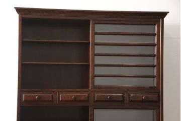 中古　美品　三越百貨店　安芸民芸家具　和モダンなお部屋づくりにピッタリな二段重ね食器棚(定価約70万円)(戸棚、収納棚、キャビネット)(R-056391)