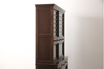 中古　美品　三越百貨店　安芸民芸家具　和モダンなお部屋づくりにピッタリな二段重ね食器棚(定価約70万円)(戸棚、収納棚、キャビネット)(R-056391)