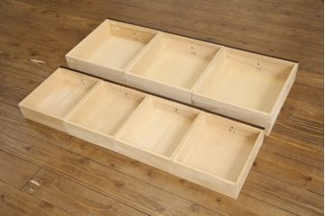 中古　美品　三越百貨店　安芸民芸家具　和モダンなお部屋づくりにピッタリな二段重ね食器棚(定価約70万円)(戸棚、収納棚、キャビネット)(R-056391)