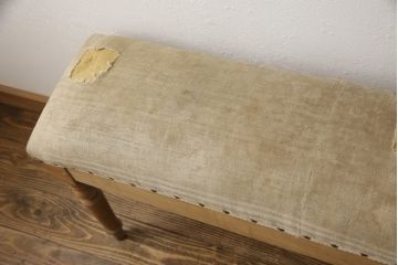 フランスアンティーク　パイン材製　クラシカルなろくろ脚がステキな木製ベンチ(長椅子、イス)(R-056400)