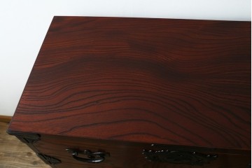 中古　美品　岩谷堂箪笥　力強い木目と凝った金具が美しい収納箪笥　(R-056406)