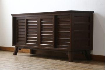 中古　美品　松本民芸家具　A型　4枚引き戸の和モダンなサイドボード(リビングボード)(R-056407)
