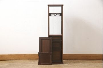 中古　美品　伝統工芸品　大阪唐木指物　総シタン(紫檀)　ちょっとした隙間収納にも便利な飾り棚(定価約60万円)(引き出し、収納棚)(R-056414)