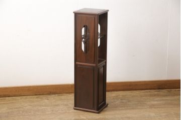 中古　美品　伝統工芸品　大阪唐木指物　総シタン(紫檀)　ちょっとした隙間収納にも便利な飾り棚(定価約60万円)(引き出し、収納棚)(R-056414)